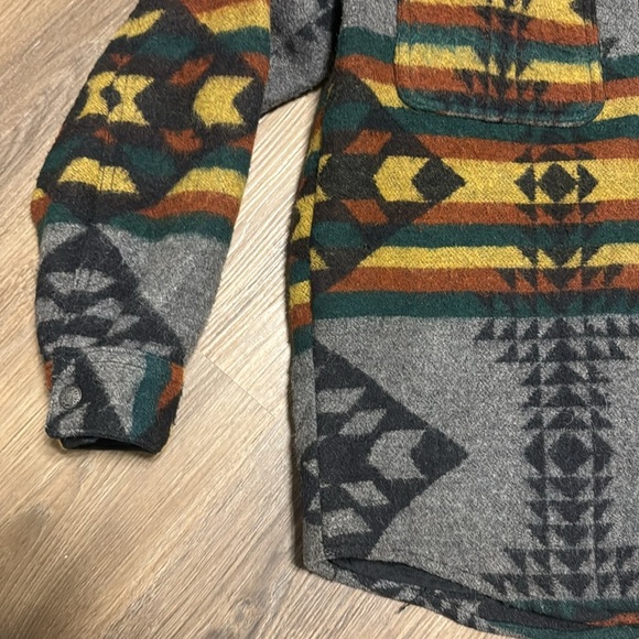 Easy Riders Leather Wool Jacket Motorcycle Native Navajo Aztec Print M vintage - Picture 4 of 13